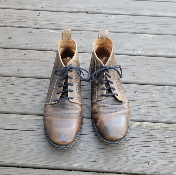 Bed Stu Louis Rustic Teak Brown Distressed Lace-up Leather Ankle Dress Boots 12 - Picture 5 of 8